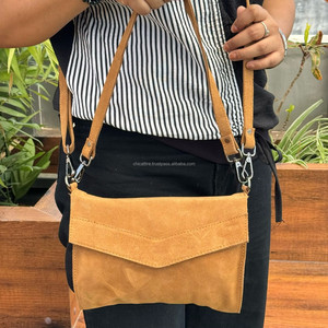 กระเป๋าสะพายข้างหนังกลับแท้วินเทจสำหรับเด็กผู้หญิงกระเป๋าสะพายไหล่แบบซ่อนใต้วงแขน - Product Image 4