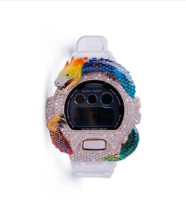 Reloj Deportivo Digital de Acero Inoxidable con Diseño de Dragón, Esfera de Cristal, Patrón de Dragón Colorido, Caja y Correa de Moissanita Unisex de 40 mm - Product Image 1