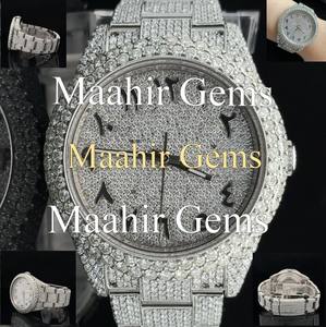 Grand Moissanite Studded <b>Diamond</b> Stainless Steel Glass Quartz 10 Bar Water Resistant Luxury <b>Watch</b> Brilliant Sparkle Elegant - Product Image 5