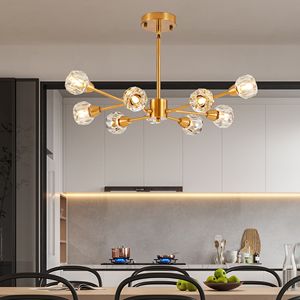 Lampadario Moderno in Cristallo da 28 Pollici con 9 Luci Dorate per Soggiorno, Camera da Letto, Sala da Pranzo, Tavolo, Cucina - Categoria Prodotti Lampade a Sospensione - Product Image 4
