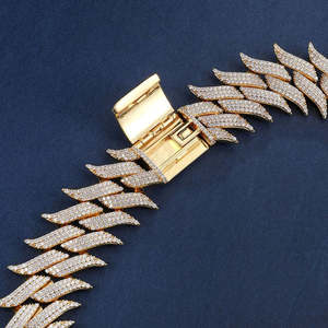 Chunky Moissanite <b>Necklace</b> Cuban Link Chain Rhinestone Inlay <b>Statement</b> Neckwear for Men Streetwear - Product Image 6