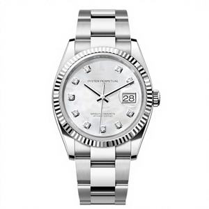 Silver Tone Stainless Steel <b>Watch</b> White Mother <b>Pearl</b> Dial Diamond Hour Markers High Quality Limited Edition Luxury <b>Watch</b> Coin - Product Image 1