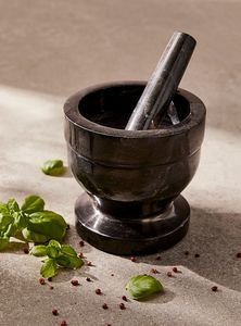 Kitchen Marble Mortar And Pestle Set For Grinding Spices Herbs <b>Garlic</b> And Making <b>Fresh</b> Masala At Home - Product Image 6