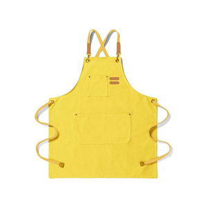 Tablier en jean classique avec poches en cuir et bretelles réglables pour la cuisine et le travail - Product Image 2