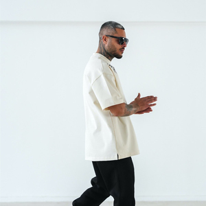 T-shirt décontracté pour homme, coupe ample, style streetwear, 100% coton, épaules tombantes, logo, t-shirt épais pour homme - Product Image 5