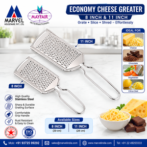 Handheld Premium Stainless Steel Flat Grater <b>Set</b> 2-Piece Manual Metal <b>Tool</b> for Cheese Vegetables Fruits Spices - Product Image 2