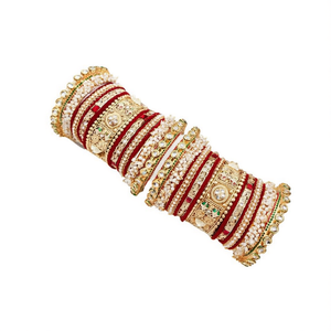 Sparkling Kundan Stone and Meenakari Velvet Chuda <b>Bangles</b> <b>Set</b> - Product Image 2