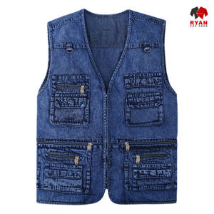 Ryan Pro Gear Nouveau design Gilet en jean unisexe sans manches écologique et tendance avec poche personnalisable - Product Image 3