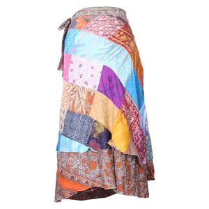 Indian Magic <b>Silk</b> Wrap <b>Skirt</b> Patch Work Vintage Style <b>Silk</b> Wrap <b>Skirts</b> for Girls/Women SW206 Boho Stylish Multi Color Patch Sexy - Product Image 1