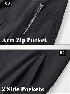 Men's Eco-Friendly Reversible 100% Polyester Bomber <b>Jacket</b> Lightweight Casual Winter Windbreaker <b>Zip</b> <b>up</b> Coat with Pocket - Product Image 3