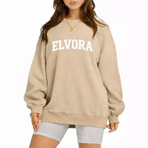Sweat-shirt pour femme, style vintage, effet délavé, col rond, coupe ample, rétro, confortable, chaud, streetwear, tendance - Product Image 1