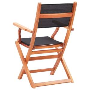 Ensemble de 4 chaises de jardin noires avec assise en bois naturel, résistantes pour l'extérieur - Product Image 5