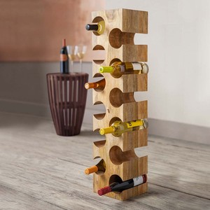 ชั้นวางไวน์ไม้มะม่วงแบบเรียบง่าย 6 ขวด - งานแฮนด์เมดขายส่ง - Product Image 4