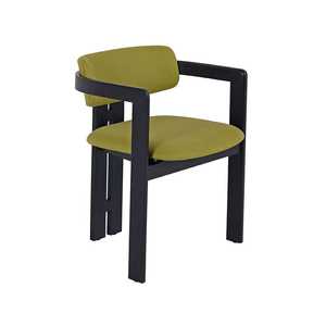 Chaise de salle à manger contemporaine en teck avec accoudoirs, assise rembourrée en tissu, mobilier moderne pour restaurant, café, hôtel - Product Image 3