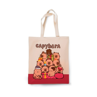 Capibara Canvas-Tragetasche 32x36cm Damen-Einkaufstasche mit Niedlichem Tier-Design
