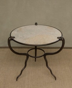 Table basse en métal artisanale moderne, design minimaliste, meubles de salon, plateau rond, structure solide, non pliable, fabriqué en Inde - Product Image 6