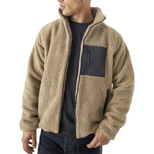 OEM Manufacturer Custom Blanket Reversible Garment <b>Shearling</b> Zip up <b>Bomber</b> Winter Warm Coat Polar Fleece Sherpa <b>Jacket</b> for Men - Product Image 1