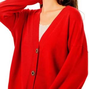 Cardigan décontracté pour homme en laine/nylon tricoté, respirant, col en V ample, couleur unie, broderie, poignets et ourlet côtelés, collection automne - Product Image 3