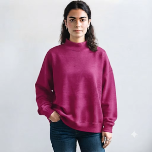 Sweat-shirt molletonné surdimensionné à col montant pour femme, intérieur brossé, toucher doux et chaud, vente en gros, vêtements personnalisés - Product Image 1