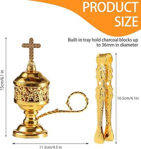 Brûleur d'encens décoratif en métal de style arabe pour cendres d'oud, améliorant l'expérience olfactive à domicile et créant une ambiance culturelle - Product Image 2