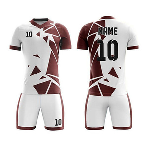 Custom Soccer Jersey Set White Yellow Geometric Print Sublimated Breathable Quick Dry V-neck Short Sleeve Unisex Adult Uniform - Product Image 4