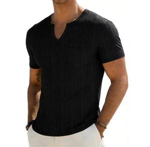 Camiseta Casual de Poliéster de Manga Corta con Cuello Redondo para Hombre, con Bolsillo, Corte Regular, Transpirable, Diseño Sólido, Logotipo Frontal, Secado Rápido - Product Image 4