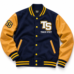 <b>Track</b> Stuff Custom <b>Mens</b> Varsity Letterman <b>Jacket</b> Wool Cotton Stand Collar Custom Embroidered Logo Front Streetwear Winter - Product Image 1