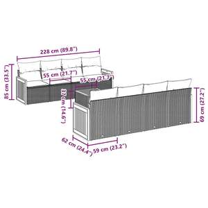 ชุดโซฟาสวนแบบโมดูลขนาดใหญ่ ทำจากหวาย PE สีครีมขาว พร้อมดีเทลสีดำ - Product Image 3