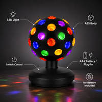 Lumière de boule disco LED traditionnelle pour fêtes, éclairage de scène pour appartement, cadeau d'Halloween, piles AAA, branchement secteur, ABS noir