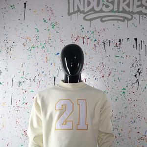 Sudaderas 21 Mock Neck de 450 GSM con nombre personalizado, bordado en aplique, corte holgado y extragrande, 100% algodón, felpa francesa. - Product Image 3