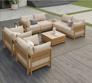 Conjunto de Sofás de Jardín para Exteriores, Muebles de Madera para Patio, Asientos Seccionales Modernos con Cojines para Patio de Villa - Product Image 1