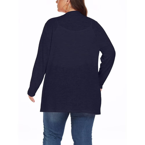 Cardigan en tricot à col en V pour femme, avec logo personnalisé, épais, à manches longues, couleur unie, boutonné sur le devant, décontracté, longueur intégrale, grande taille - Product Image 2
