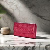 Portefeuille long en cuir de crocodile véritable à la mode, imperméable, pour femmes, personnalisable, fermeture à bouton, 19,5x9,5x2 cm, pour dames