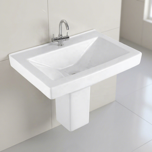 Round Granite Wash Basin With Stone Stand Eco Friendly Bathroom Half Pedestal Sink For Hospital Mall - Product Image 2