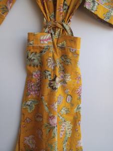 Robe Kimono Longue en Coton Premium, Peignoir Floral à Manches Longues, Col en V, Ceinture Fixe, Poches – Vente en Gros, Exportation, Fabricant - Product Image 6