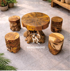 Conjunto de Mesa y Taburetes Plegables de Teca para Terraza, con Capacidad para 4 Personas, Muebles de Exterior Resistentes al Agua y a los Rayos UV - Product Image 3