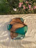 Plateau de service en résine et bois de noyer, plateau décoratif personnalisé avec poignées, cadeau de déménagement, thème plage, plateau de service fait main