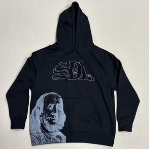 Winter Front Logo <b>Hoodies</b> SDL Men's 100% Cotton Custom <b>Hoodies</b> Breathable Hip Hop Style <b>Red</b> Logo Woven Printed <b>Hoodies</b> - Product Image 3