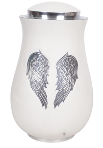 Urna Funeraria Clásica de Aluminio Plateado con Diseño de Manos en Oración, Acabado Natural, Capacidad de 220 Pulgadas Cúbicas, Estilo Americano - Product Image 3