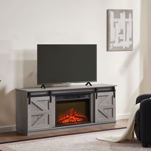 Mobile TV in Stile Rustico con Porta Scorrevole e Armadietti per TV fino a 65 Pollici - Product Image 2