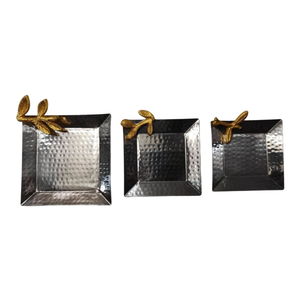 Luxury Dinnerware Food Serving Tray High Quality Silver Metal Square Tray With <b>Flower</b> Design Snack Dessert <b>Sweet</b> Serving Tray - Product Image 3