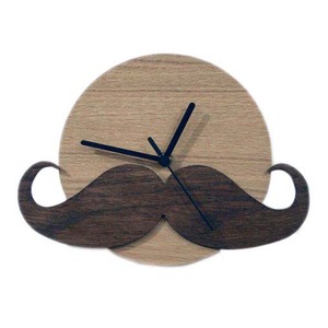 <b>Modern</b> Wooden Mustache <b>Wall</b> <b>Clock</b> Silent Non Ticking Quartz Decorative Hanging <b>Clock</b> for Barbershop Living Room Home Decor - Product Image 1