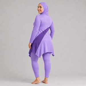 Ensemble Burkini Modeste Couvrant Entièrement la Silhouette pour Femme, Maillot de Bain à Séchage Rapide en Tissu Extensible, Tenue de Plage et Piscine à Manches Longues - Product Image 4