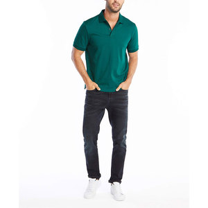 Chemises polo pour hommes, été, couleur unie, col rabattu, boutons, manches courtes élastiques, qualité supérieure, tenue de bureau, chemise polo - Product Image 1