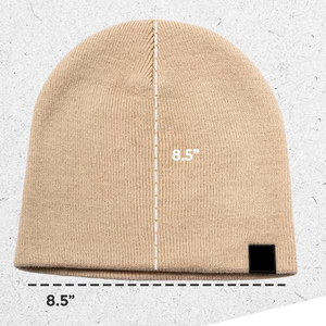 Premium Beige Knit Beanie <b>Hat</b> Custom Logo <b>Winter</b> Warm Soft Stretchable Unisex Casual Outdoor Headwear - Product Image 4