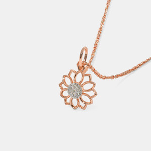 Collar con Colgante de Diamantes Cultivados en Laboratorio en Forma de Racimo Floral en Oro Rosa - Product Image 3