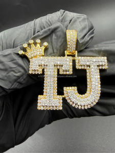 Custom Initial Crown Pendant <b>Iced</b> <b>Out</b> Moissanite Diamond Hip Hop Necklace Gold Bling <b>Chain</b> Gift - Product Image 6