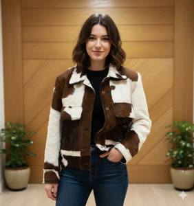 Veste en cuir à poils pour femme – Veste en cuir de vache véritable à poils – Manteau en cuir style western – Fait main, qualité supérieure - Product Image 1
