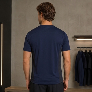 เสื้อยืดคุณภาพสูง รุ่นปี 2026 สีกรมท่า แขนสั้น แห้งเร็ว ทรงปกติ คอกลม ดีไซน์สปอร์ต พิมพ์โลโก้ด้านหน้า - Product Image 2