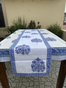 Premium Cotton Hand Block Printed Dining Table Cover Set with 8 Pcs Napkins Ethnic Design Washable <b>Tablecloth</b> for Restaurant - Product Image 3